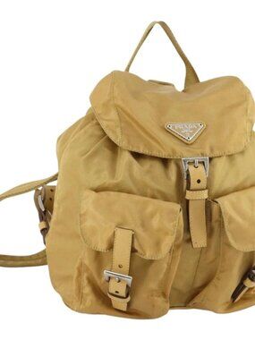 PRADA Backpack Nylon Brown Silver Auth 156266